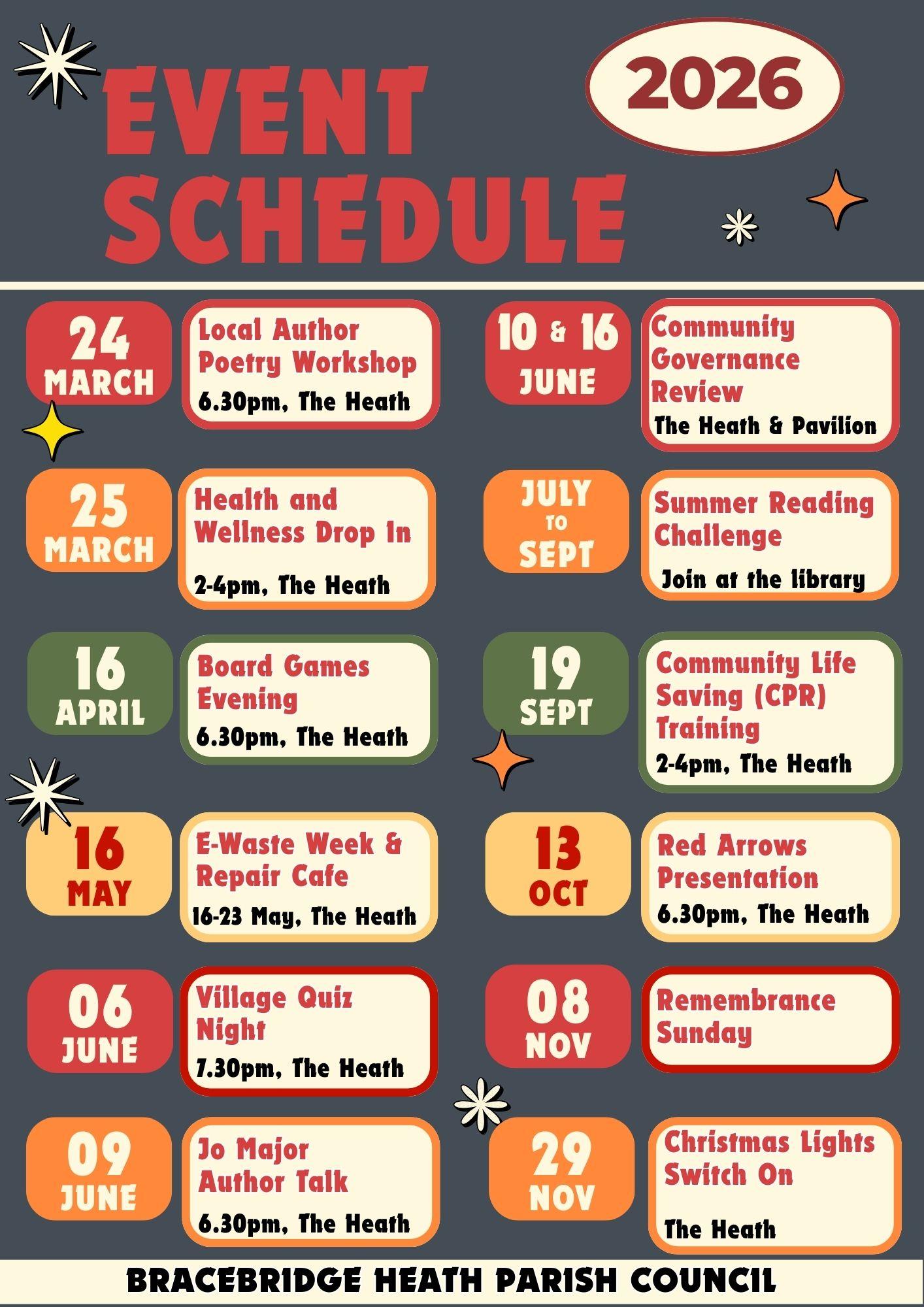 See what's on in Bracebridge Heath. Schedule of events