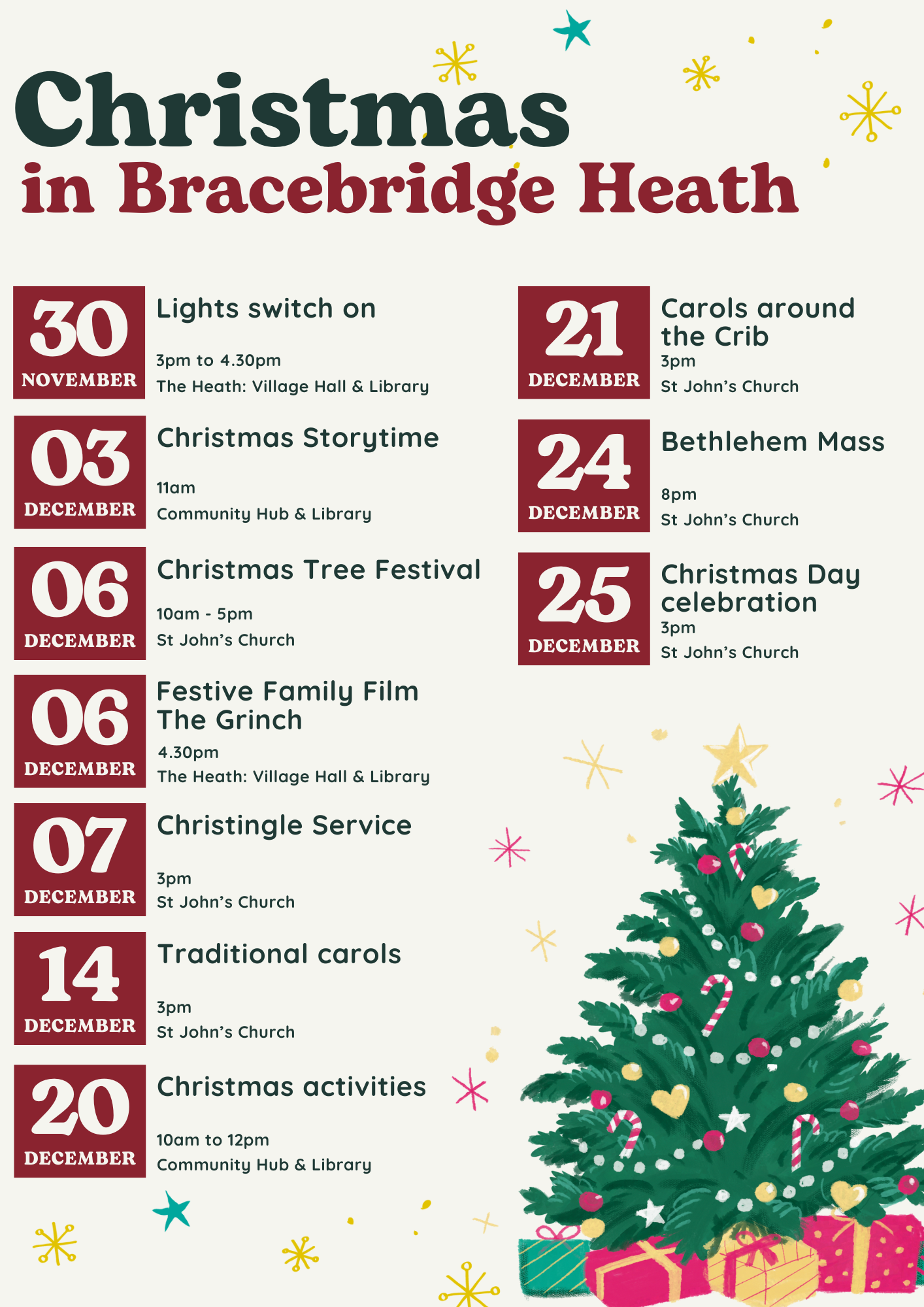 Christmas community events in Bracebridge Heath
