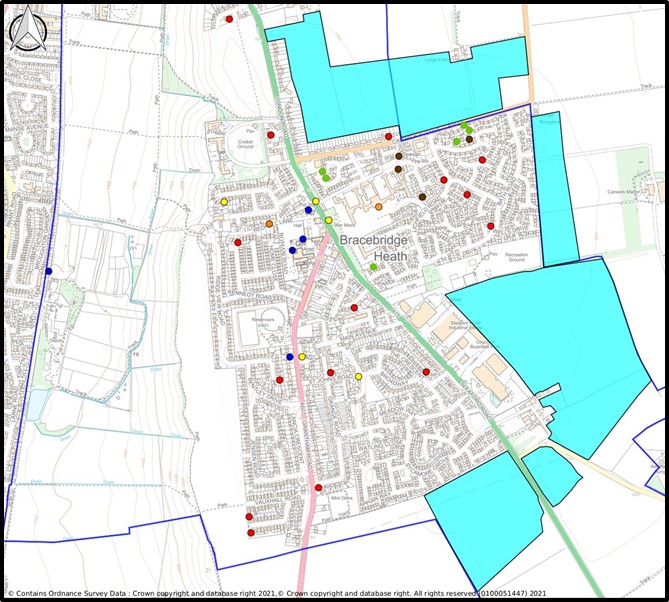 Map of planning applications discussed in 2020-2021