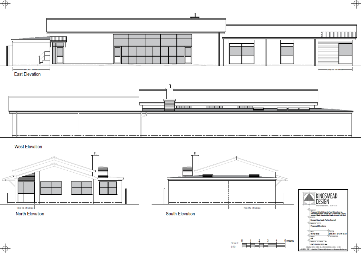 Proposed elevations of the village hall